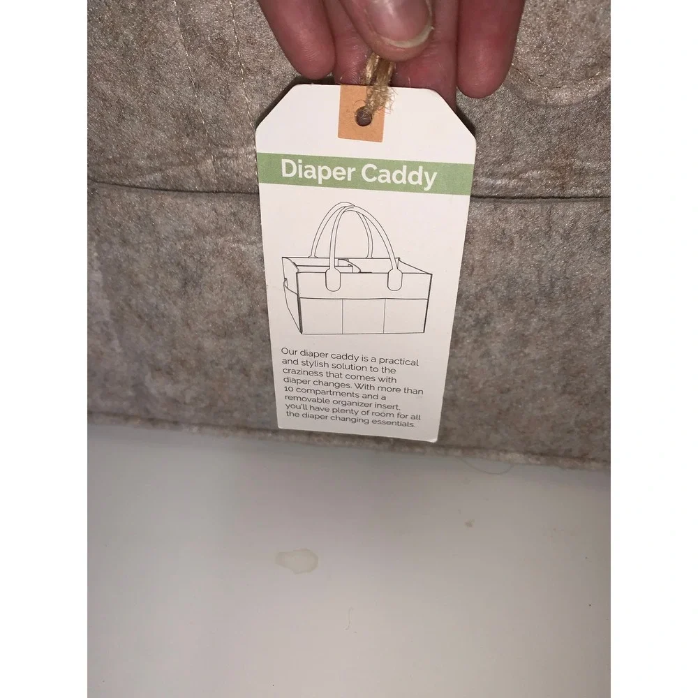 NWT Parker Baby Co Felt Diaper Caddy Oatmeal Heather Gray Nursery Organizer